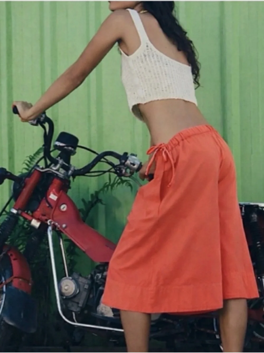 Free-est Free People Cotton Lucca Culotte Shorts Wide Leg medium coral pink